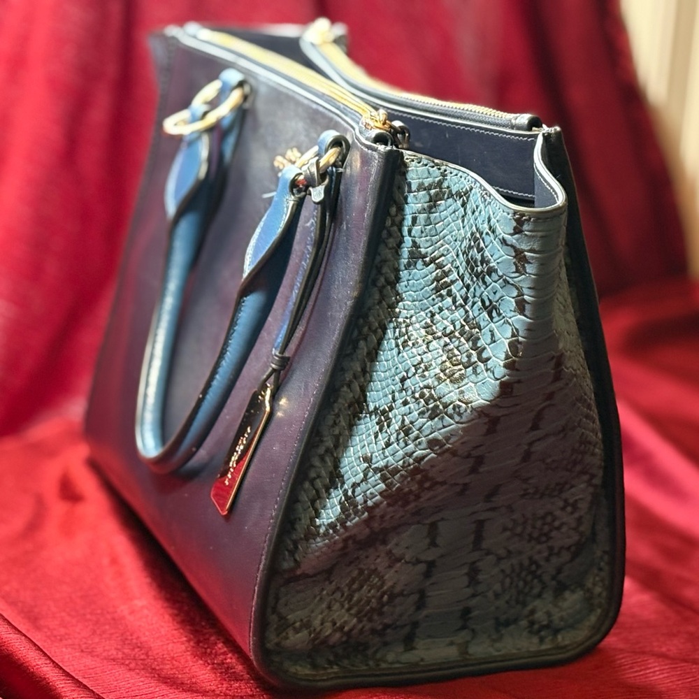 Coach Crosby Carryall Blue with Embossed Snakeskin, Retired - Picture 3 of 17